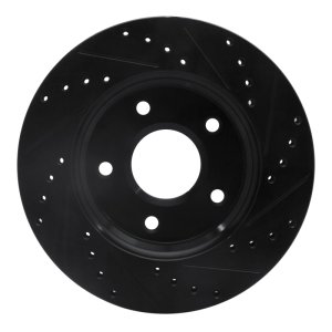 Chrysler Town & Country Brake Rotor (1) - Front Left - R1 Concepts - Drilled & Slotted - Black - `08-`16